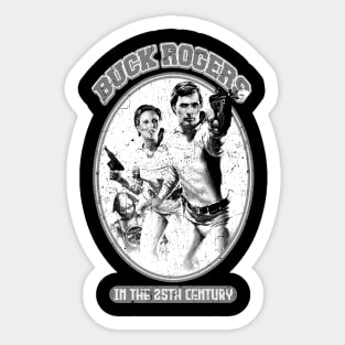 retro buck rogers 40 ago fight outside grayscale Sticker